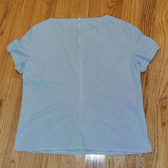 Maison Common Striped Back Zip Embroidered Top Blouse Shirt Size 44 US Large - Picture 7 of 12